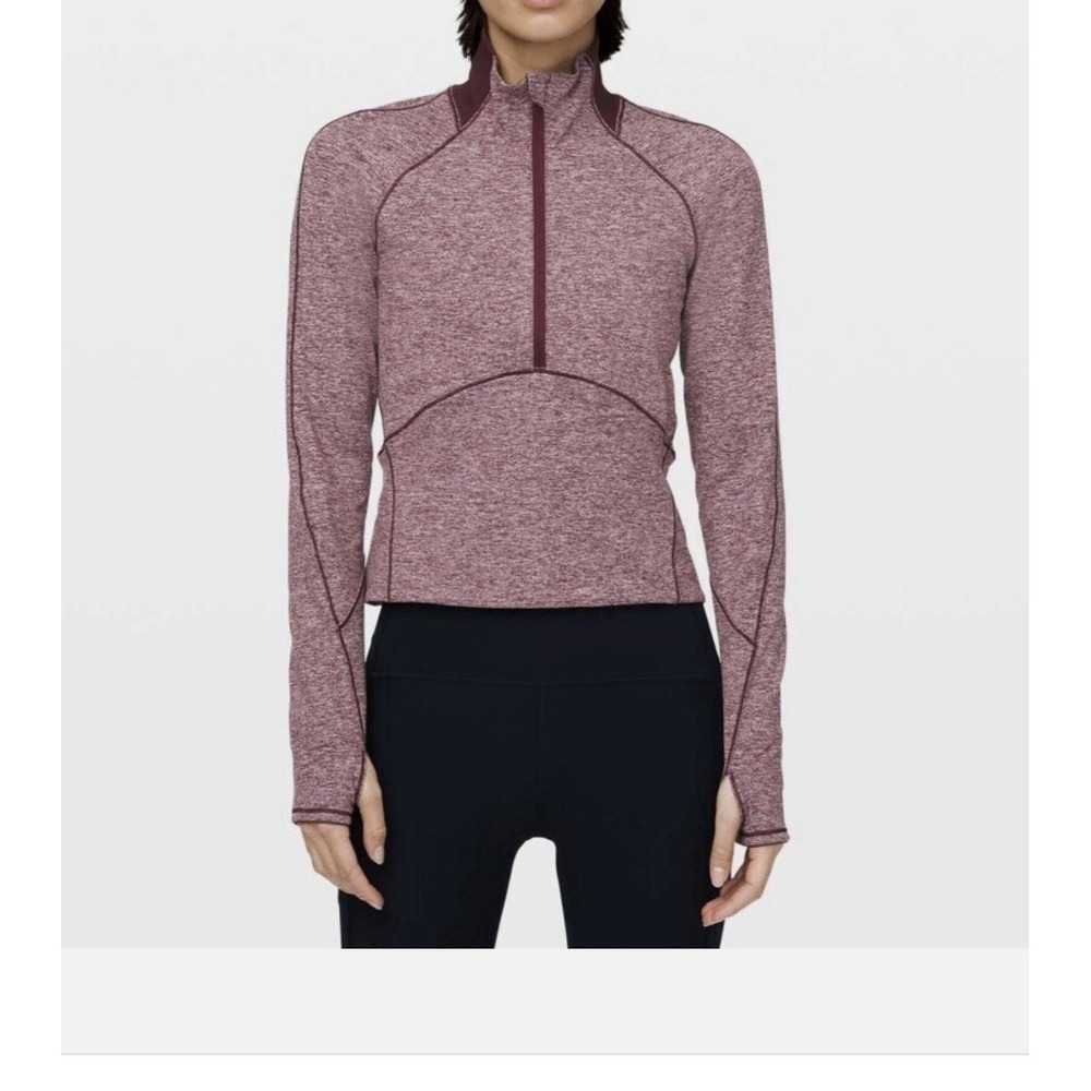 Lululemon‎ Always Alert 1/2 Zip Running Casual Heathered Garnet Sz 4